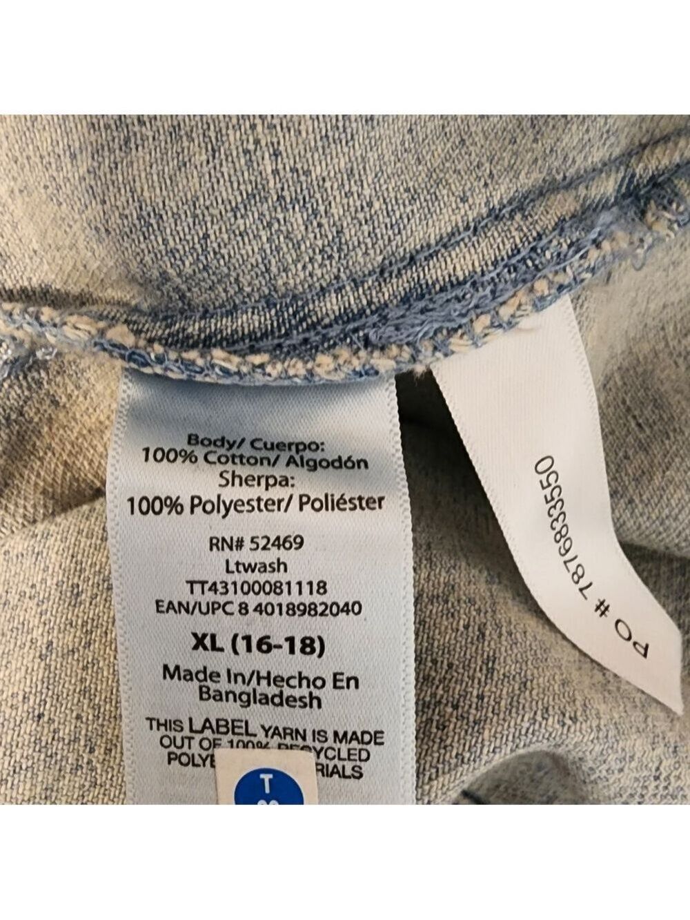 Time and Tru Light Blue Denim Jacket with Sherpa Collar - Picture 7 of 7